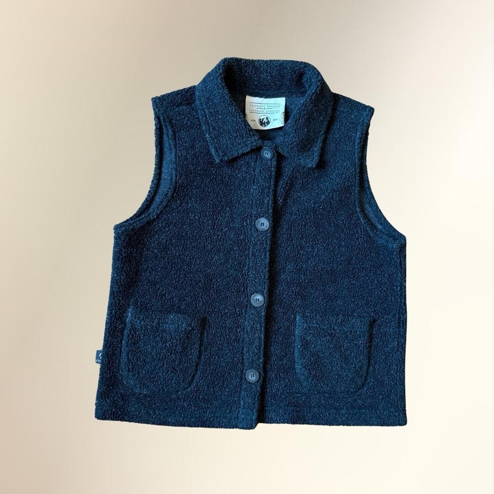 Gray Sherpa Button-Front Vest